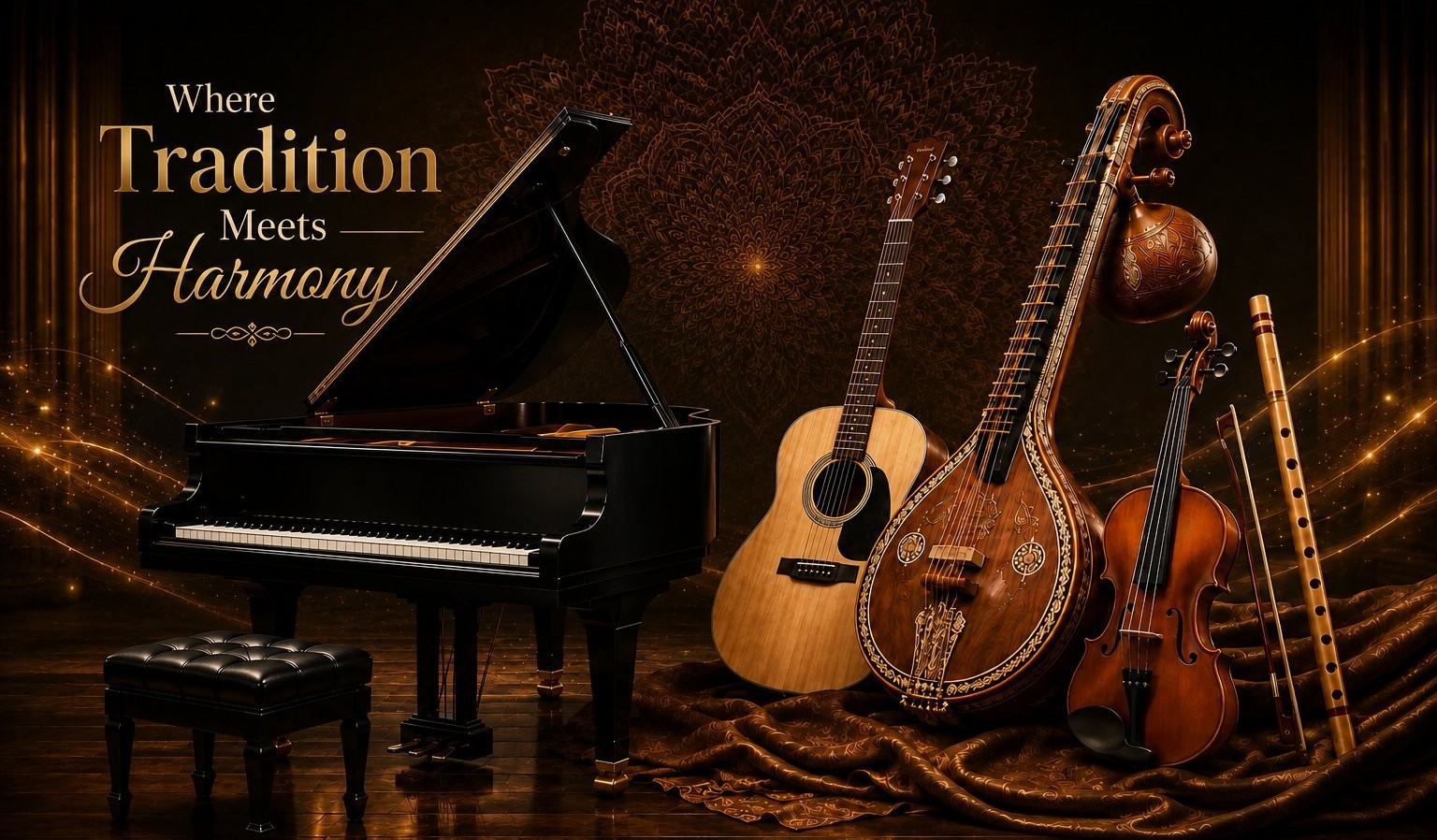 Where Tradition Meets Harmony — piano, guitar, veena, violin and flute together